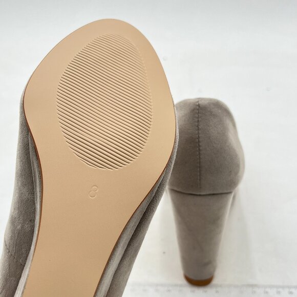 FOWT Grey Wedge Pumps Basic Closed Almond Toe Thick High Heels Shoes - Picture 5 of 7